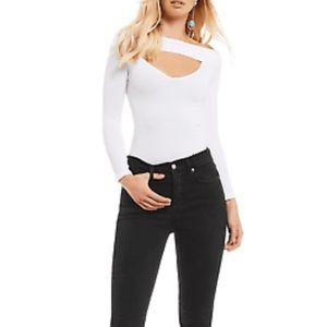 FREE PEOPLE Find Me Ribbed Cutout Long Sleeve Top